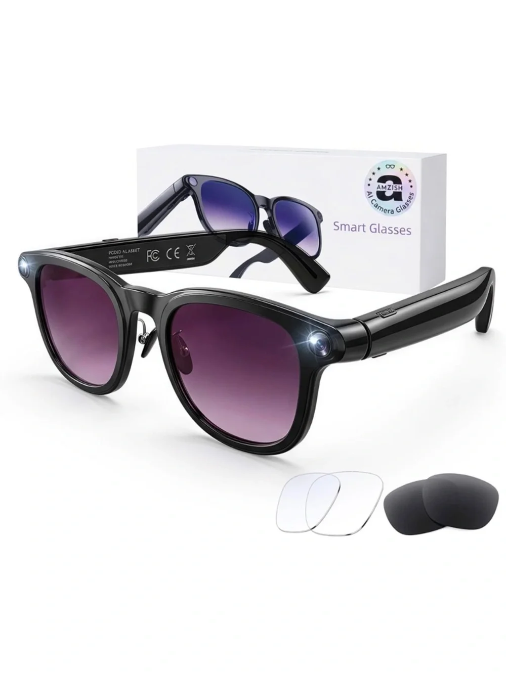 AI smart Glasses with camera, 8MP HD Bluetooth camera glasses 1080P video record